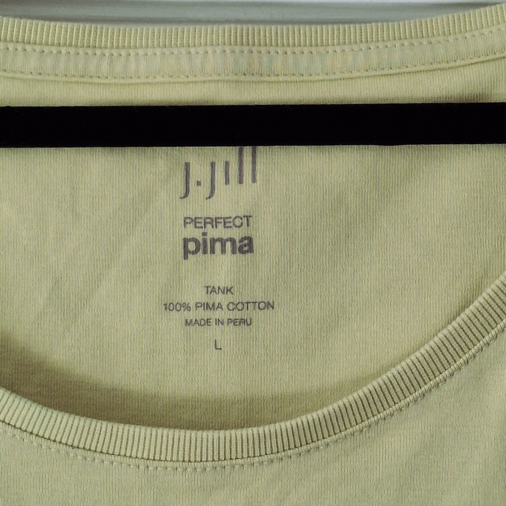 2 J.Jill Perfect Pima 100% Cotton Tank Tops White & Pale Green Summer Womens L - Picture 2 of 10